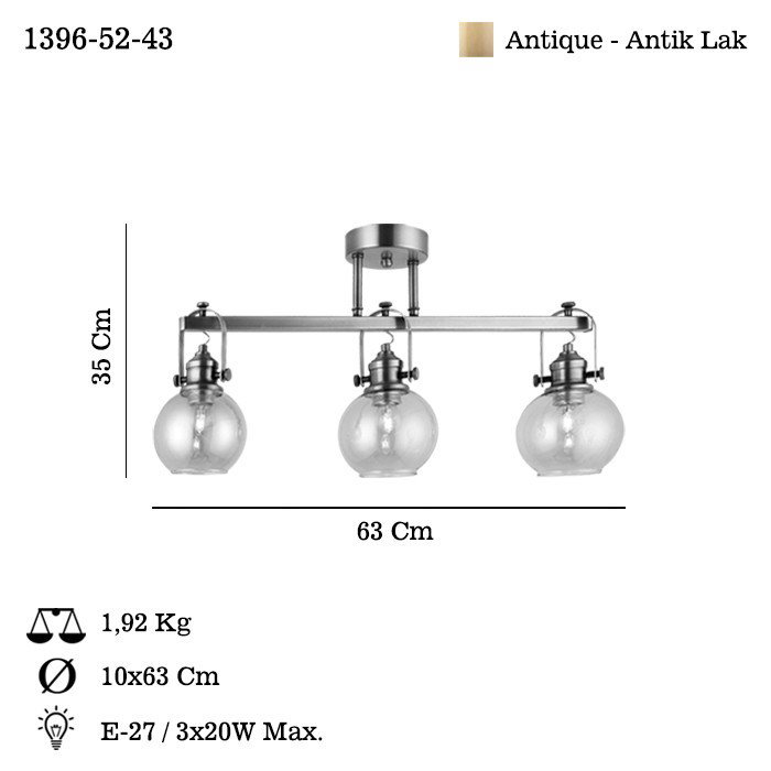 Opviq Ponte 52-43 Lámpara de araña en color Antigüedad Opviq Ponte 52-43 Lámpara de araña en color Antigüedad